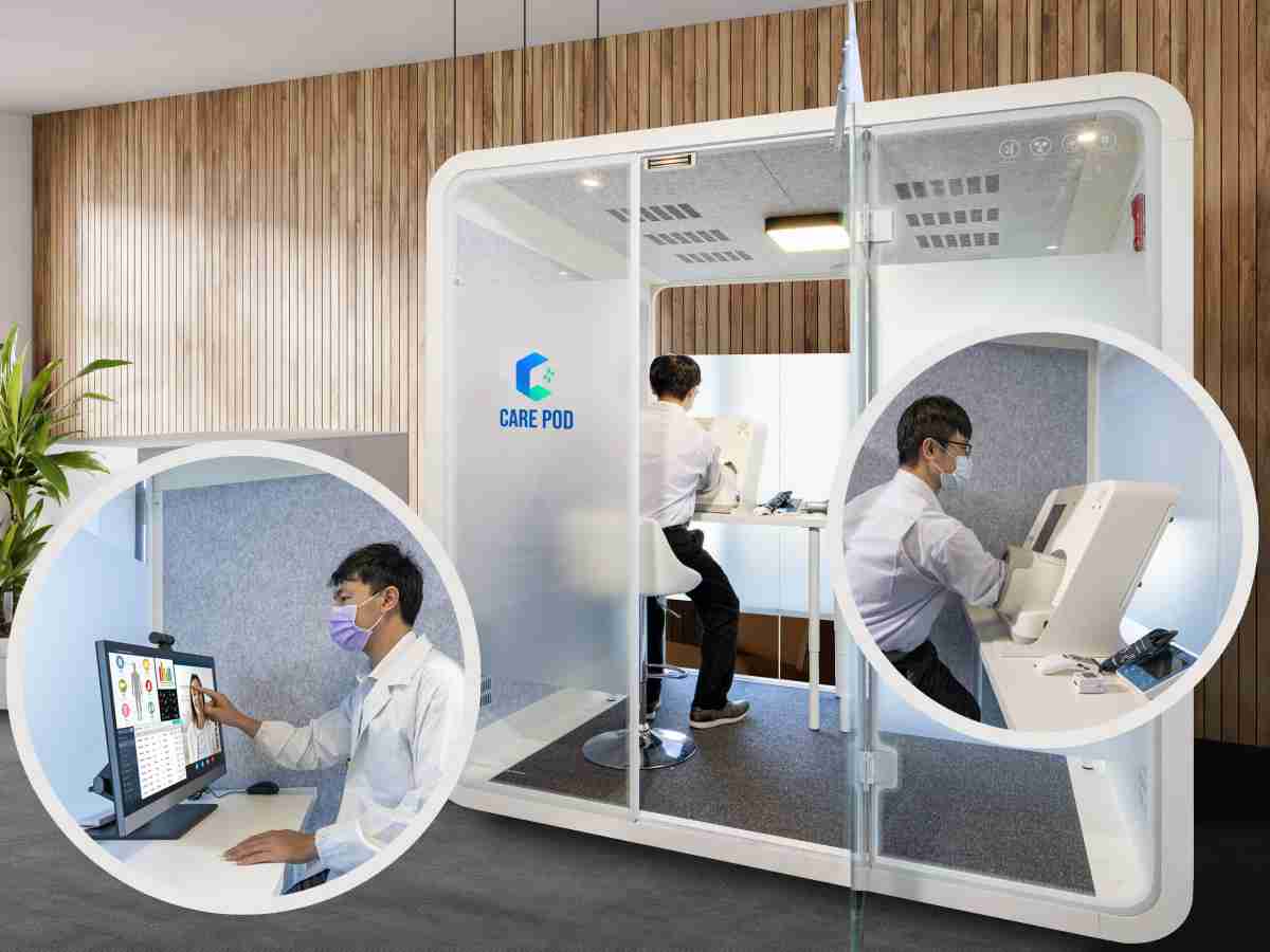 达擎于医疗科技展中展出＂远距诊疗舱＂，，，以因应医疗数字化及社会高龄化趋势下、、、复诊及慢性病患等族群对于远距看诊需求逐渐升高所推出的创新整合方案。。。多功能合一、、、、高隐私性的远距诊疗舱可根据病患端与医师端的不同需求，，提供弹性化及客制化功能，，节省医生和病患的精力及时间